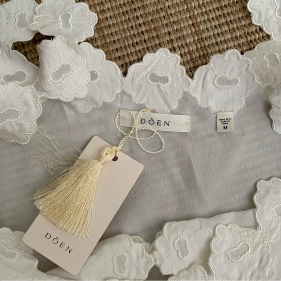 NWT Doen Flores Silk Scalloped Button V Neck Cami Camisole Tank Blouse Top Salt - Picture 7 of 9